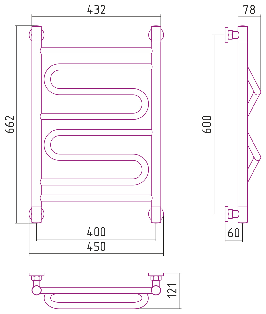 Водяной полотенцесушитель Сунержа Элегия+ 600x400