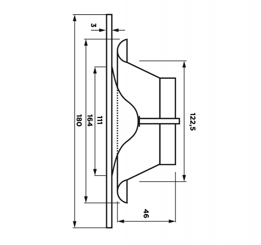 Анемостат со стеклянной внешней частью FOZA D 125 мм. Матовое стекло. Зеркальный