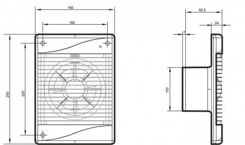 Вентилятор накладной ERA DiCiTi STANDARD 4ETF d100 (световой фототаймер)